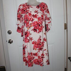 Madison Leigh Ivory and Coral Floral Dress Women's Size 10 New with Tags